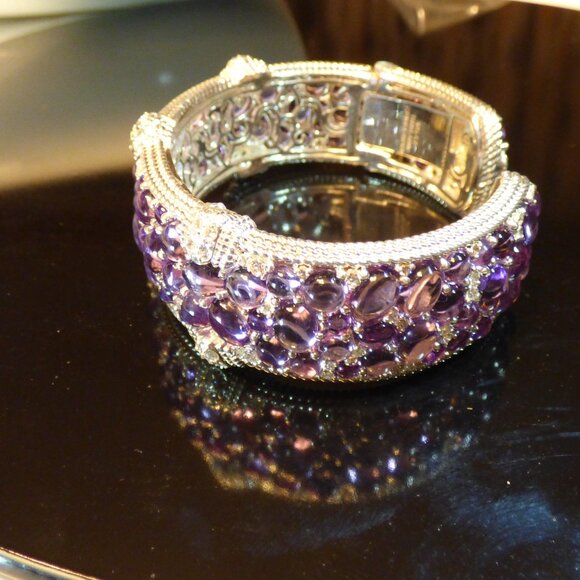Judith Ripka Aurora Purple Amethyst Cuff Bracelet SMALL NIB - Picture 6 of 8